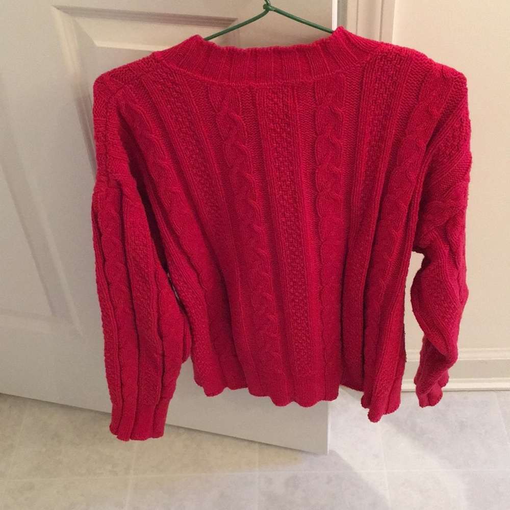 Van Heusen Red V-Neck Cable Knit Sweater - Picture 3 of 3